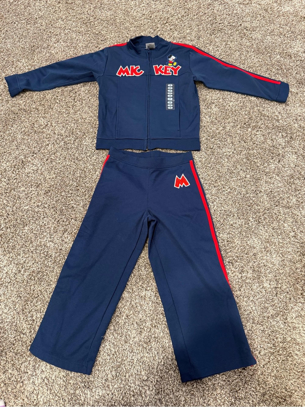 Vintage Disney Mickey Mouse Boys Size 7 Track Suit Jacket Pants Set NWOT
